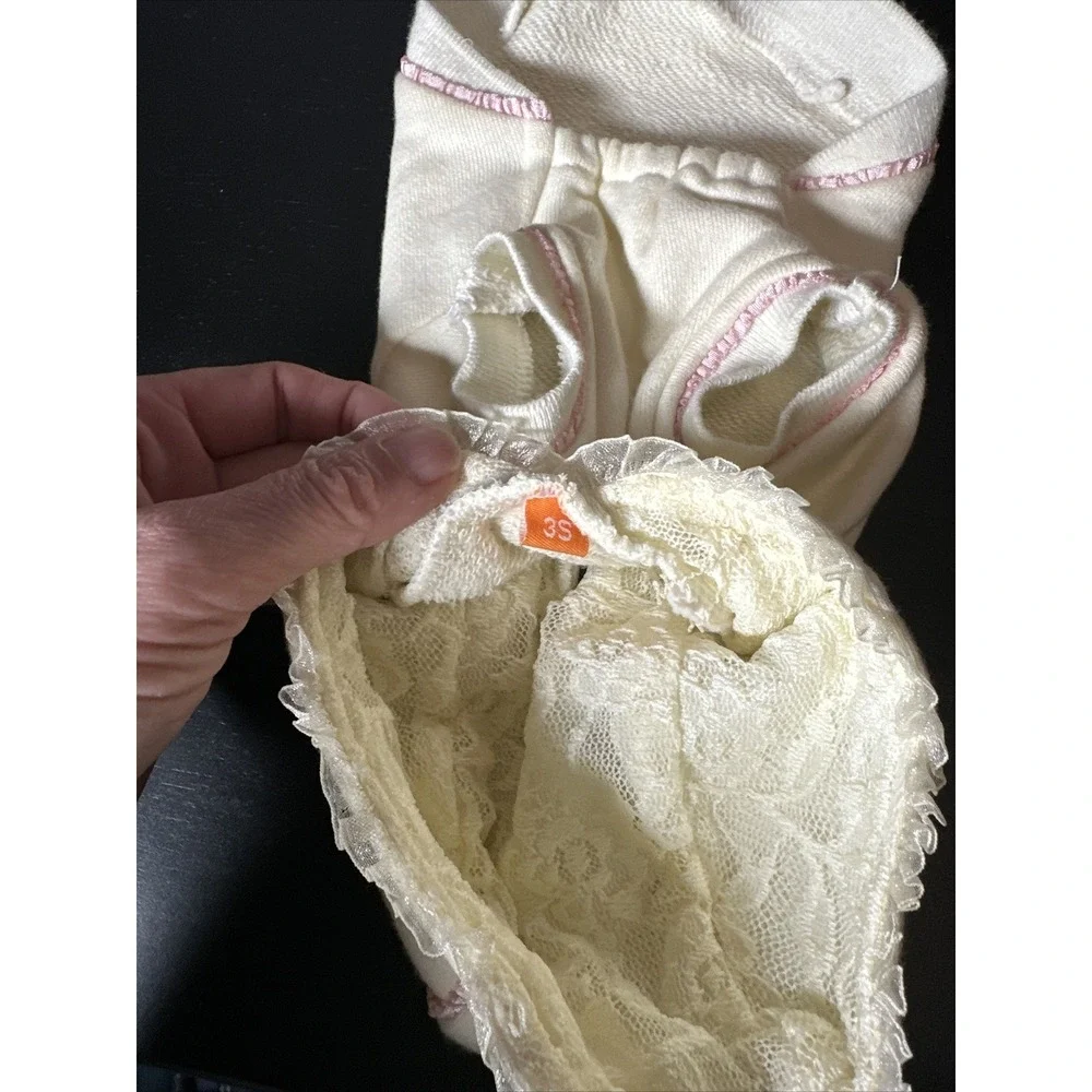 Creative Yoko Y2K Pet Dog Clothes Hooded Lace Ruffle Size Small Pink Cream